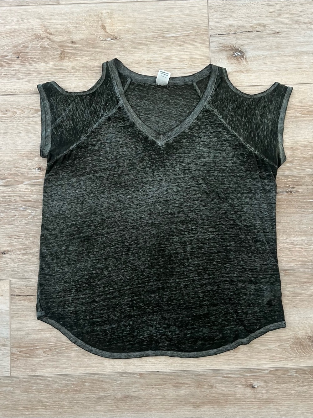 Terra & Sky acid wash cold shoulder tee